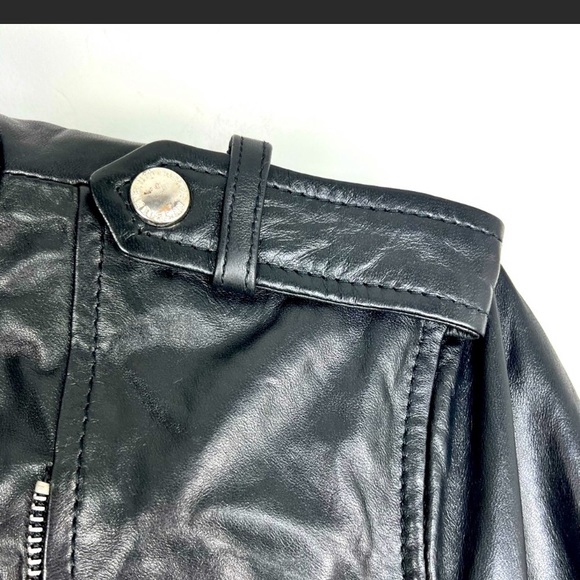Sam Edelman motojacket black leather  jacket real leather asymmetric zipper new - Picture 11 of 13